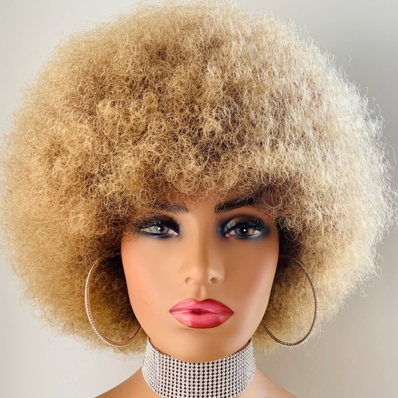 Blonde Kinky Curly Synthetic Afro Wig - Picture 4 of 4